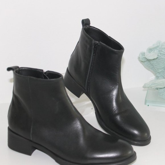 NEW Narf Genuine Leather Ankle Black Boots Womens Sz 37 / 6.5 made in Spain - Picture 2 of 8